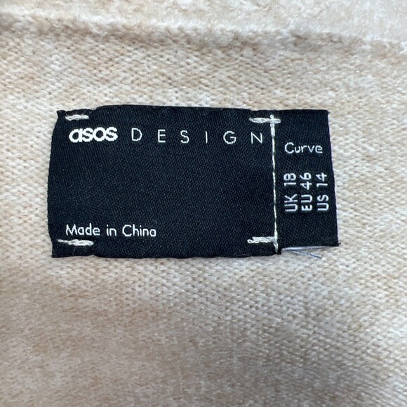 ASOS Design Curve V Neck Fluffy Button Down Soft Cardigan Size 14 - Picture 6 of 11